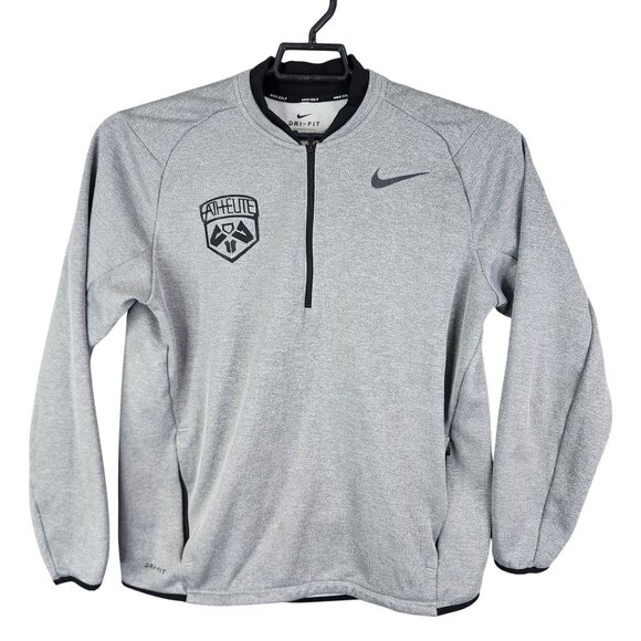 Mens Gray Nike Golf Dri-Fit Pullover Athelite Sweatshirt 1/4 Zip Long Sleeve L - Picture 1 of 10